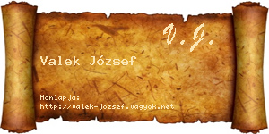 Valek József névjegykártya
